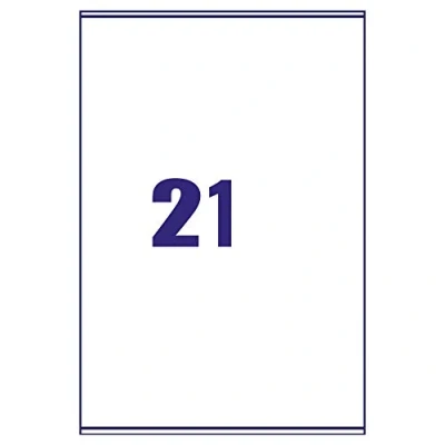 Image of A4 Mailing Address Printer Labels Sheet 21 Per 100 Sheets 1 Box