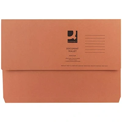 Image of Q Connect Document Wallet Foolscap Orange (Pack of 50)
