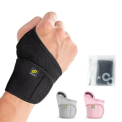 Image of BRACOO Wrist Support Brace Fit Right &amp; Left Hand, Adjustable Lightweight Strap for Gym, Weightlifting, Tendonitis, Carpal Tunnel Arthritis, Joint Pain Relief, WS10 (Black)