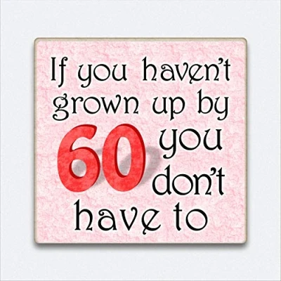 Image of HmHome Pink Fridge Magnet Wooden 60th Birthday Gift for Women Sister Brother Friend Token Present