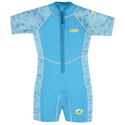 Image of Osprey Children&#039;s Toddlers 3 Mm Shorty Summer Wetsuit with SPF 50 for Boys and Girls, Sharks Blue, Age 1 UK
