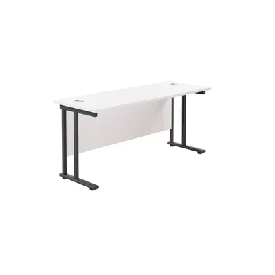 Image of Jemini Rectangular Double Upright Cantilever Desk 1600x600mm White/Black KF820123