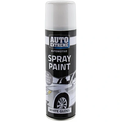 Image of All Purpose Automotive Spray Paint 250ml Can White Gloss Finish Aerosol Metal Interior Exterior Fast Dry Excellent Coverage Adhesion Single