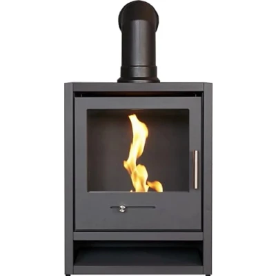 Image of OKO S1 Bio Ethanol Stove in Charcoal Grey with Angled Pipe