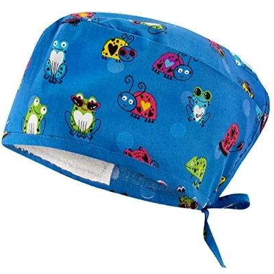 Image of B well Surgical Hood Fabric Caps Nurse Accessories for Doctors, Nurses, Dentists, Pharmacists, Veterinarians, Medical Personnel (Frogs)