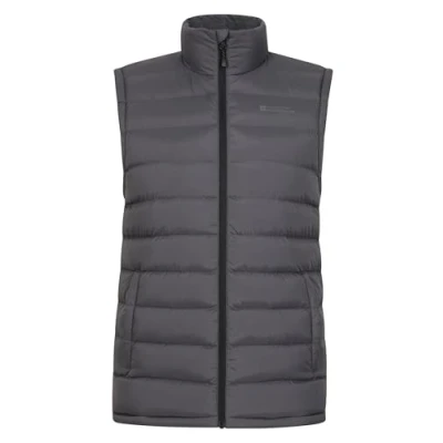 Image of Mountain Warehouse Seasons Mens Padded Gilet Water Resistant Gilet, Body Warmer, Lightweight Jacket, Easy to Store Coat for Spring Summer Travelling, Walking Medium Grey XS