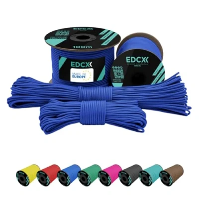 Image of EdcX 2 mm Nylon Paracord 275 (15, 30, 50 and 100 m) 100% rope, 3 Strand cord, cord in Many Colours (Royal Blue, 15