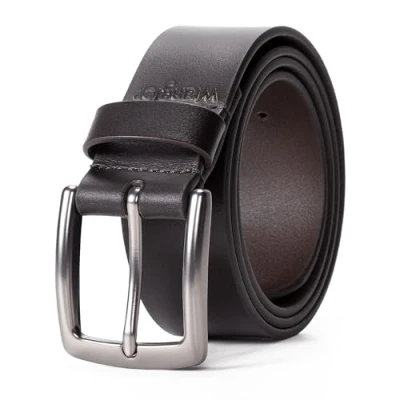 Image of Wrangler Men&#039;s Leather Belt, 38mm Casual Belt for Jeans, Gift Men, Brown, 38 (waist 35 36)