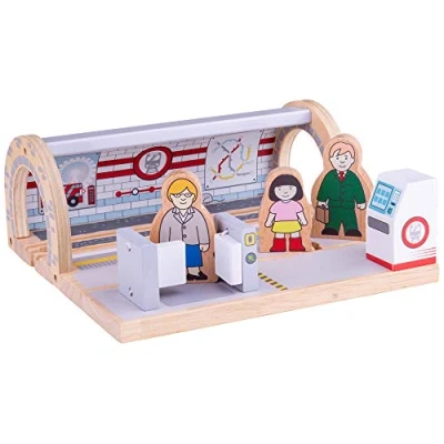 Image of Bigjigs Rail Wooden Underground Train Station Accessories for Set, Compatible with other Major Sets &amp; Railways