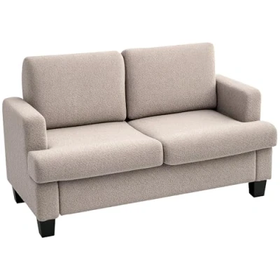Image of HOMCOM 2 Seater Sofa, 138 cm Loveseat Sofa with Removable Back Cushions, Chenille Fabric Small Couch Settee S springs for Living Room, Bedroom, Home Office, Light Brown
