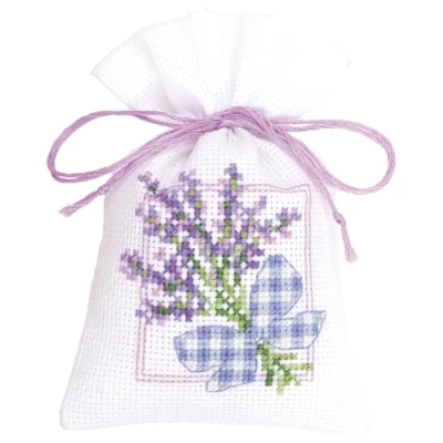 Image of Vervaco PP Bag Lavender Bow Counted Cross Stitch Kit, Multi Colour