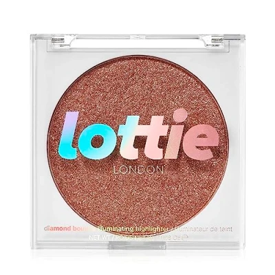 Image of Lottie London Diamond Bounce Highlighter in Rose Gold, Ultra fine Gel powder with Gold Shimmer for an Icy Iridescent Highlight