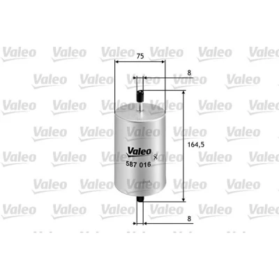 Image of AK10BC, AK11RE Fuel Filter VALEO 587016 In Line 8mm