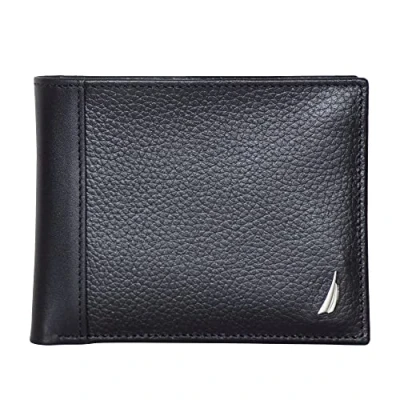 Image of Nautica Classic J Class Leather Bifold Wallet, Black, Taglia unica