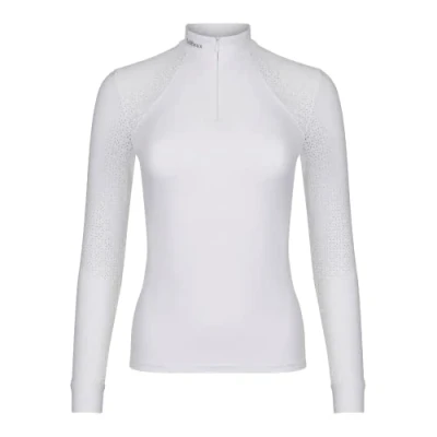 Image of LeMieux Women’s Equestrian Show Shirt Long Sleeve Horse Competition Top Athletic Shirts &amp; Horseback Riding Apparel (White/UK12)