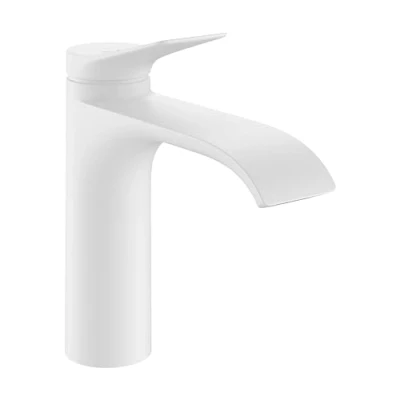 Image of hansgrohe Vivenis Bathroom tap with pop up Waste Set, Energy Saving (CoolStart), Sink spout Height 110 mm, Basin Mixer Water (EcoSmart), matt White, 75023700