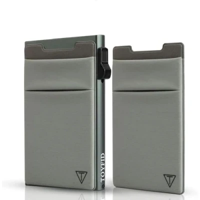 Image of TOYFID Pop up Credit Card Wallet for Men Metal Slim Minimalist Cards Holder with Money Pocket RFID Blocking&amp;Ultralight 6075 Aviation Aluminum Automtic Case