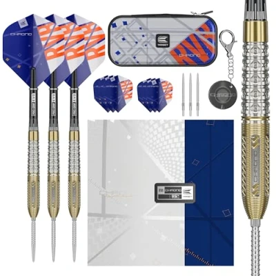 Image of TARGET Darts Raymond van Barneveld Chrono Steel Tip Swiss Point Darts, 95% Tungsten Dart Set, 25G Includes Storage Case Takoma Wallet, Extra Flights, Points &amp; Tool