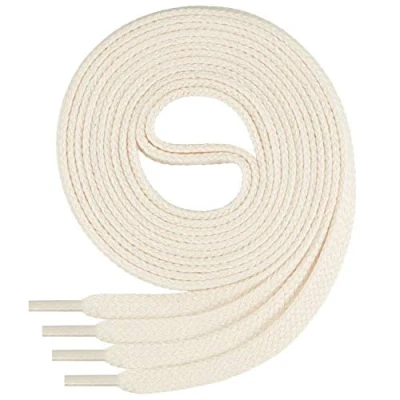 Image of Di Ficchiano 1 pair of quality polyester shoelaces, tear proof, flat, approx. 7.0 mm wide, 15 colours, 70 200 cm long beige ecru