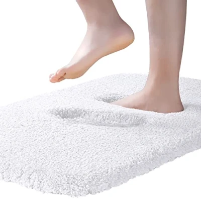 Image of ROLIZOE Ultra Thick Bath Rug for Bathroom Non Slip Mat Highly Absorbent Super Soft Bedside Carpet Microfiber Floor 40 x 60cm, White