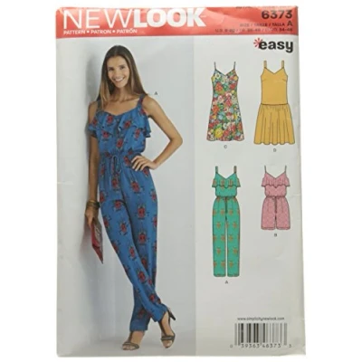 Image of New Look Sewing Pattern 6373: Misses&#039; Jumpsuit or Romper and Dresses, Multicolor, Size A (8 10 12 14 16 18 20)