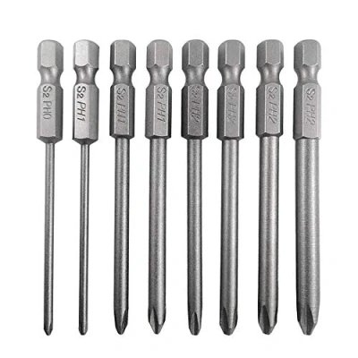 Image of Mesee 8Pcs Long Cross Head Screwdriver Bits with 1/4 Inch Hex Shank, Magnetic Phillips Bit Set Screw Drill Accessory Tool, 75mm Length