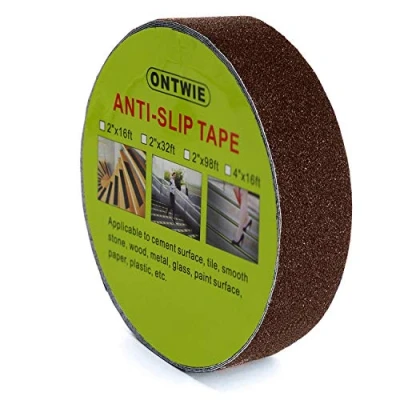 Image of ONTWIE Anti Slip Tape Brown 33ft x 1in, Safety Track Skid Adhesive for Stairs, Safety, Tread Step, Indoor, Outdoor