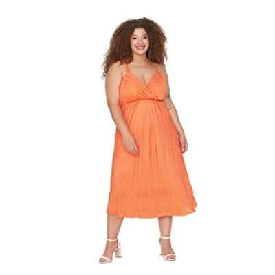 Image of Trendyol Plus Size Dress Orange A line