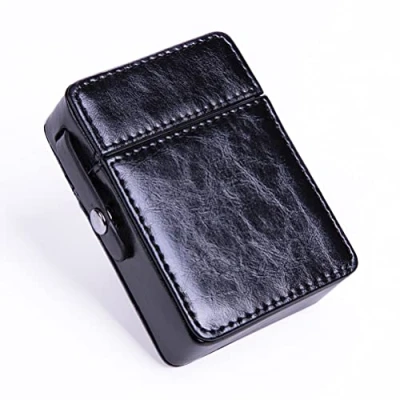 Image of Leather Cigarette Case with Lighter Holder, Lawaia Waist Pack, Portable Business Belt Pouch Card Storage Box for Men and Women (Black)