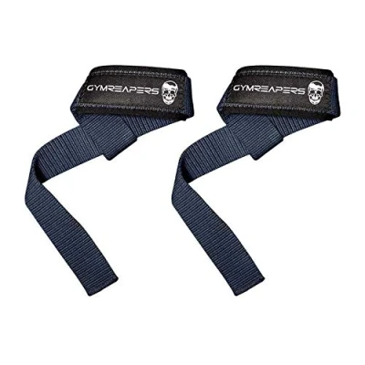 Image of Gymreapers Lifting Wrist Straps for Weightlifting, Bodybuilding, Powerlifting, Strength Training, Deadlifts Padded Neoprene with 18 inch Cotton (Navy)