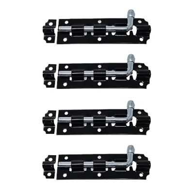 Image of fiXte Straight Tower Bolt Black 4&quot; Great to Increase Security on Garden Gates, Shed Doors, Internal and External Doors. Fixings Included. (4)