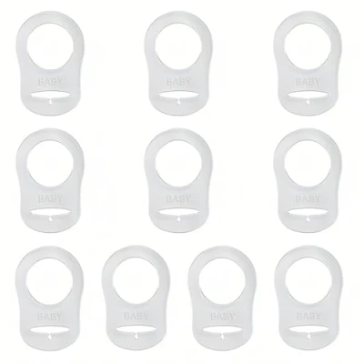 Image of Transparent Dummy Clip Adapter,10 Pack Silicone Adapter Ring Baby Pacifier Holder for Button Style MAM NUK Clear