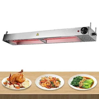 Image of Infrared Food Warmer, Commercial Grade Heat Lamp, Hanging Heater with Adjustable Temperature 30 85℃ + Stainless Steel Heating Tube(1pcs,Size:60cm)