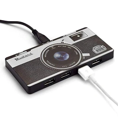 Image of MUSTARD Super Hub Camera I USB 2.0 4 Port Plugable High Speed Mac &amp; Windows Retro for any Device Plug Play