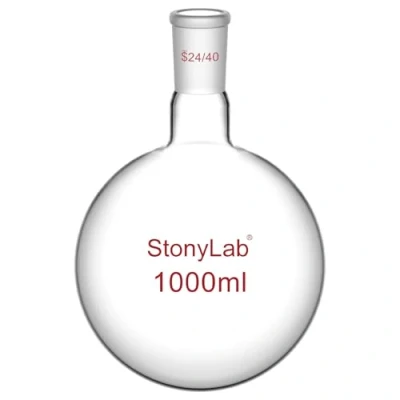 Image of StonyLab 1000ml Glass Single Neck Round Bottom Flask RBF, with 24/40 Standard Taper Outer Joint 1L (1 Liter)