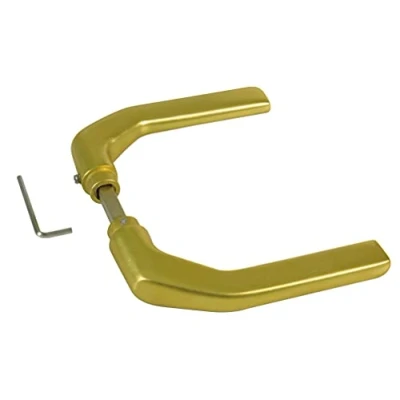 Image of Amig Set of Gold Aluminium Handles Without Plate Ideal for Passage and Entry Doors 130 x 61 mm · Maximum Door Thickness 60 Handle with Functional, Decorative Modern Crank