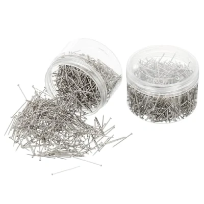 Image of M&amp;G 2 Pack Straight Pins, 1 Inch Sewing Pins Stick Flat Head Rust proof Steel with Plastic Box for Fabric Crafts Dressmaker, Silver Tone
