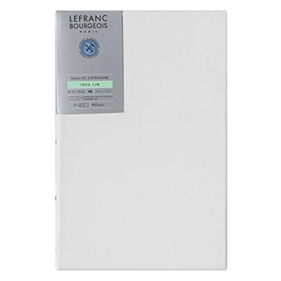 Image of Lefranc Bourgeois 111235 Stretcher Frame 100% Linen in Premium Quality, Ready to Use, Primed with Titanium Dioxide, Gesso, Side Nailed on Solid Pine Wood 4M
