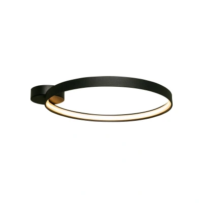 Image of Circle Integrated LED Semi Flush Light, Matt Black, 3870lm, 3000K