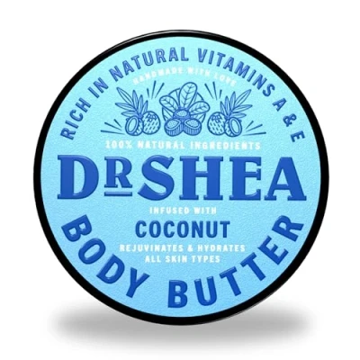 Image of Coconut Body Butter By Dr Shea Moisturizing Cocoa Cream Nourishing Hair Oil Organic Lip Balm Ideal for Dry Skin Anti Aging Natural UV Filter Eczema &amp; More (200 ml)