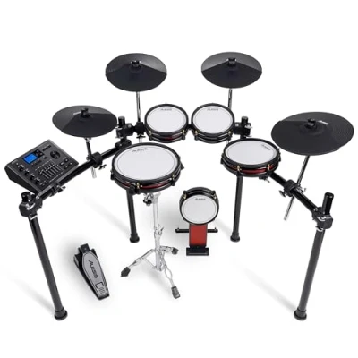 Image of Alesis Crimson III Electric Drum Kit with Bluetooth, MIDI I/O, Dual Zone Mesh Pads, Triple Ride, Cymbals Choke, Double Kick Compatible, Drumeo Lessons, BFD Player