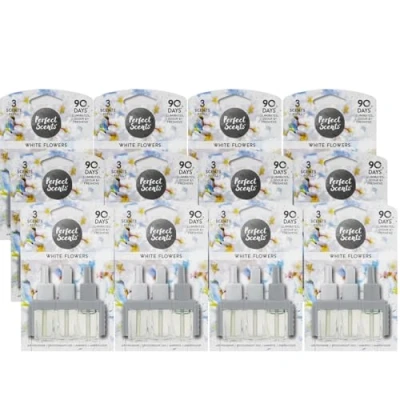 Image of 12x Perfect Scents White Flowers Air Freshener Refill Compatible with 3volution (12 Packs of 3x20ml)