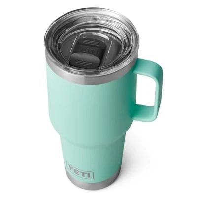 Image of YETI Rambler Travel Mug, Stainless Steel Vacuum Insulated Mug with Stronghold Lid, Seafoam, 30 oz (887 ml)