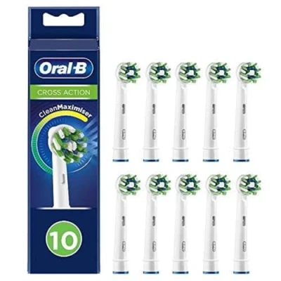 Image of Oral B CrossAction CleanMaximiser Bristle Heads for Holistic Mouth Cleaning, Pack of 10