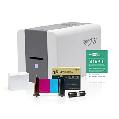 Image of EasyBadge IDP Smart 21s ID Card Printer with Badge Accessories