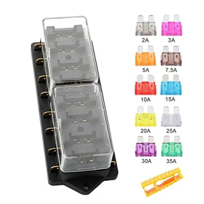 Image of Aiqeer 8 Way Car Blade Fuse Block, 12V / 24V 32V 48V Universal Standard Holder, Box with Damp Proof Cover, for Car, Truck, Boat, Marine