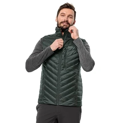 Image of Jack Wolfskin Men&#039;s Passamani Down Vest M, Black Olive, XXX Large
