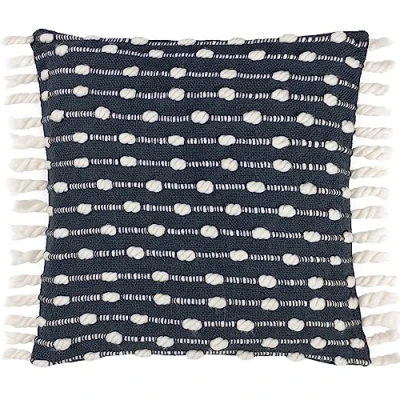 Image of furn. Dhadit Woven Tufted Striped Filled Cushion Dark Grey Polycotton One Size