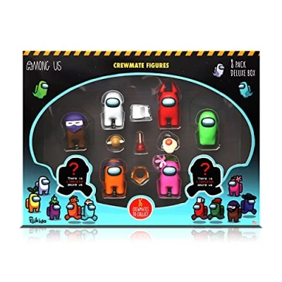 Image of Among Us Crewmate Figures 8 Pack Deluxe Box, Official Merchandise Perfect Collectable Figure Gift Game Fan (Pink)