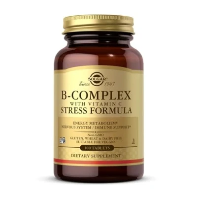Image of Solgar Vitamin B Complex with C Tablets Pack of 100 High Strength Energy, Immune and Nervous System Support Vegan, Gluten Free Kosher